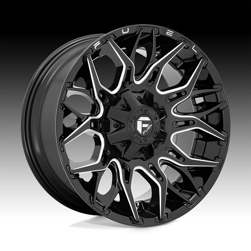 Fuel Twitch D769 Gloss Black Milled Custom Truck Wheels 1